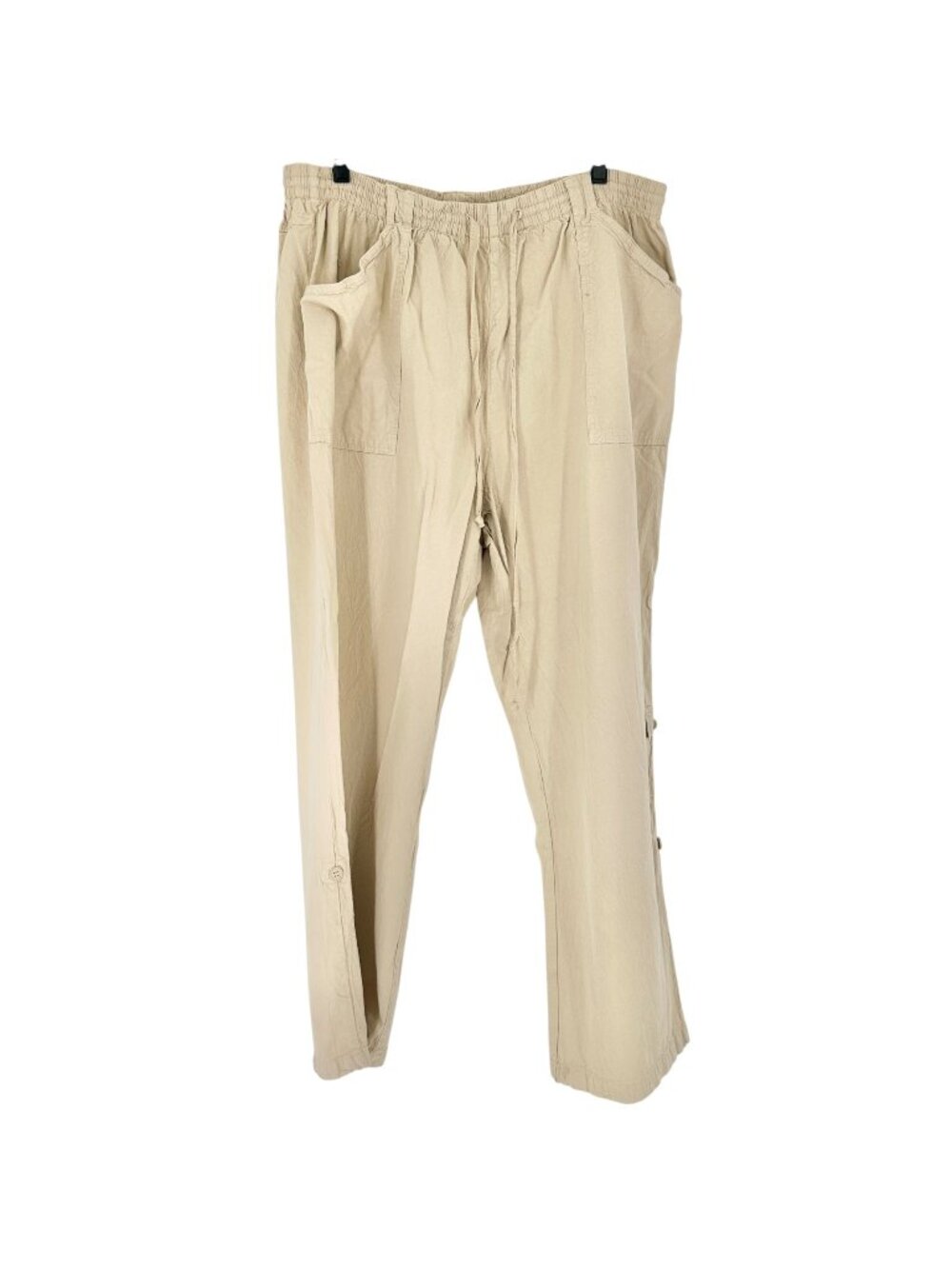 White Stag Plus Roll Tab Pants To Capris Elastic Waist Womens 18W/20W Cotton